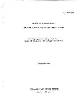 X-724-66-593 Status of Superpressure Balloon