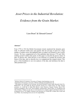 Asset Prices in the Industrial Revolution: Evidence from the Grain Market
