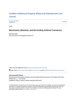 Movements, Moments, and the Eroding Antitrust Consensus