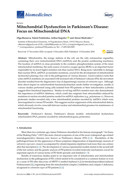 Mitochondrial Dysfunction in Parkinson's Disease: Focus on Mitochondrial