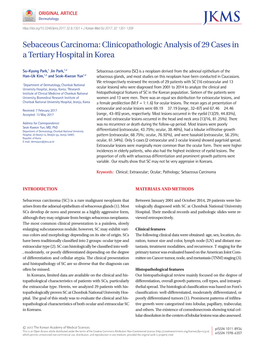 Sebaceous Carcinoma: Clinicopathologic Analysis of 29 Cases in a Tertiary Hospital in Korea