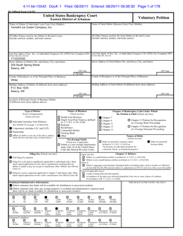 United States Bankruptcy Court Voluntary Petition