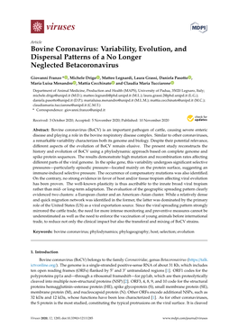 Bovine Coronavirus: Variability, Evolution, and Dispersal Patterns of a No Longer Neglected Betacoronavirus