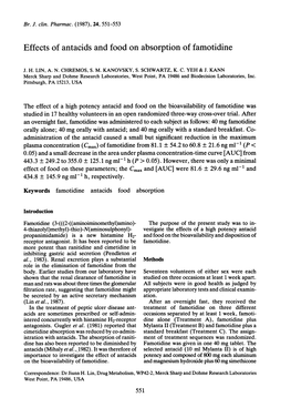 Effects of Antacids and Food on Absorption of Famotidine