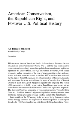 American Conservatism, the Republican Right, and Postwar U.S