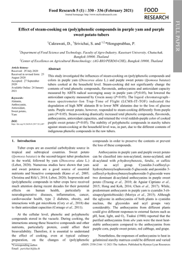 Phenolic Compounds in Purple Yam and Purple Sweet Potato Tubers