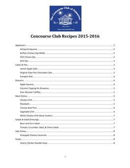 Concourse Club Recipes 2015-2016