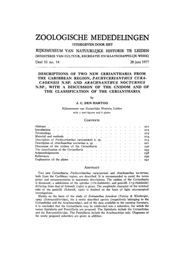 Zoologische Mededelingen Uitgegeven Door Het