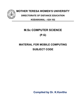 Mobile Computing Subject Code