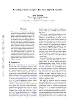 Arxiv:1810.03067V1 [Cs.IR] 7 Oct 2018