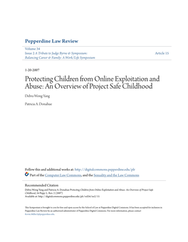 An Overview of Project Safe Childhood Debra Wong Yang