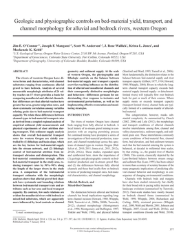 Geologic and Physiographic Controls on Bed-Material Yield, Transport, and Channel Morphology for Alluvial and Bedrock Rivers, Western Oregon