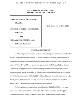 CLC V. FEC (19-2336) Memorandum Opinion Filed June 4, 2020