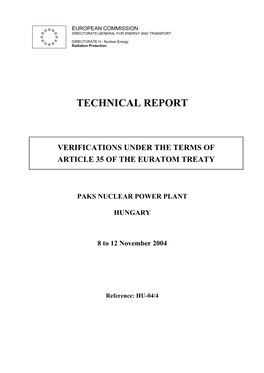 Verifications Under the Terms of Article 35 of the Euratom Treaty