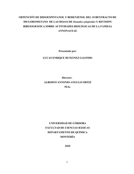 Obtención De Diisoespintanol Y Berenjenol Del Subextracto De