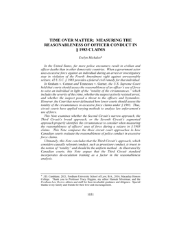 Time Over Matter: Measuring the Reasonableness of Officer Conduct in § 1983 Claims