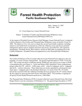 Evaluation of Caribou and Thousand Lakes Wilderness Areas, Lassen National Forest (FHP Report NE07-01)