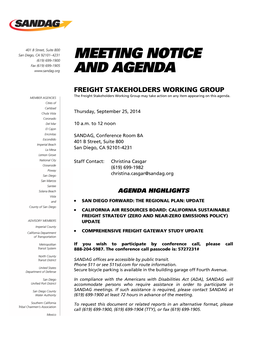 Meeting Notice and Agenda