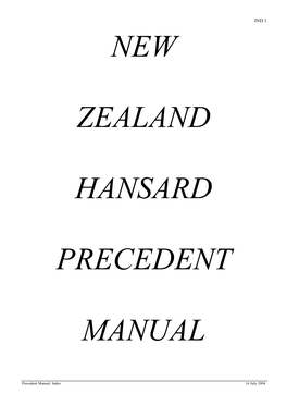 New Zealand Hansard Precedent Manual