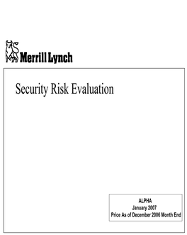 Merrill Lynch Security Risk Evaluation 1-07