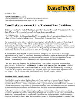 Ceasefirepa Announces List of Endorsed State Candidates