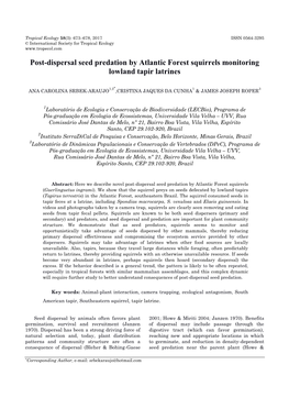 Post-Dispersal Seed Predation by Atlantic Forest Squirrels Monitoring Lowland Tapir Latrines