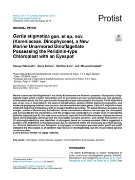 Gertia Stigmatica Gen. Et Sp. Nov. (Kareniaceae, Dinophyceae), A