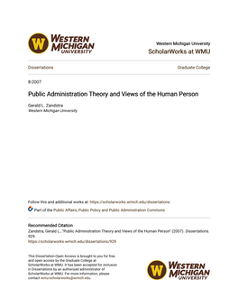 Public Administration Theory and Views of the Human Person