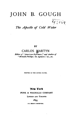 John B. Gough: the Apostle of Cold Water