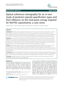 Optical Coherence Tomography for an In-Vivo Study of Posterior-Capsule