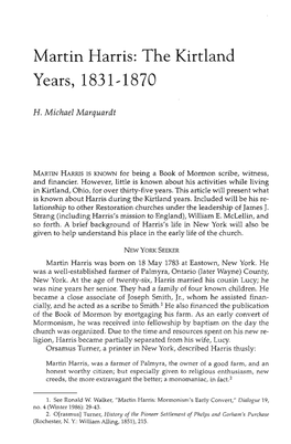 Martin Harris: the Kirtland Years, 18314870