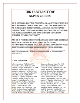 The Fraternity of Alpha Chi Rho