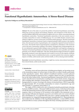 Functional Hypothalamic Amenorrhea: a Stress-Based Disease