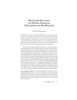 Montessori Education and Optimal Experience: a Framework for New Research