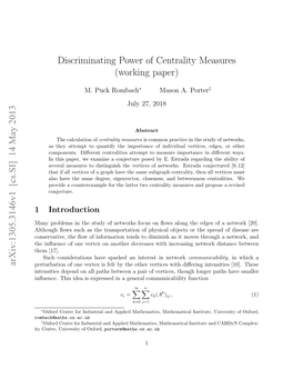 Discriminating Power of Centrality Measures (Working Paper)