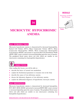 16 Microcytic Hypochromic Anemia