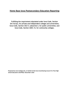 Home Base Iowa Postsecondary Education Reporting