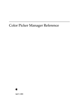 Color Picker Manager Reference