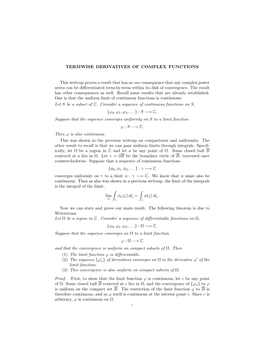 Termwise Derivatives of Complex Functions