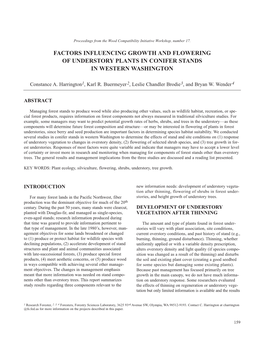 Factors Influencing Growth and Flowering of Understory Plants in Conifer Stands in Western Washington