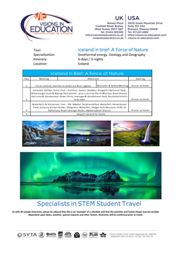 Specialists in STEM Student Travel