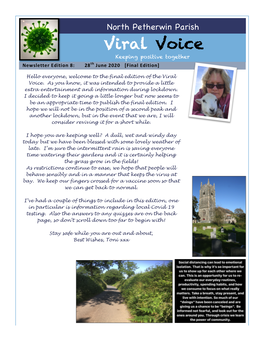 Viral Voice Keeping Positive Together Newsletter Edition 8: 28Th June 2020 [Final Edition]