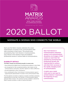 Nominate a Woman Who Connects the World