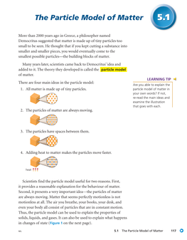 The Particle Model of Matter 5.1