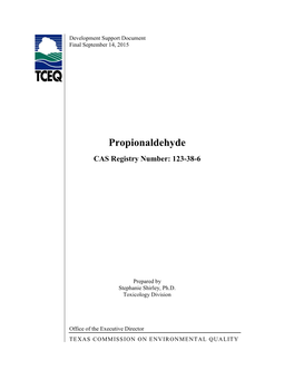 Propionaldehyde CAS Registry Number: 123-38-6