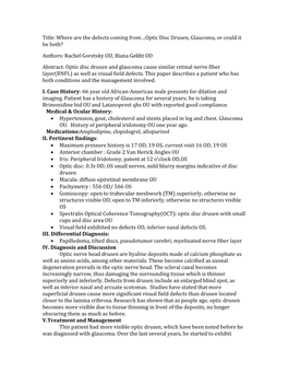 Optic Disc Drusen, Glaucoma, Or Could It Be Both?