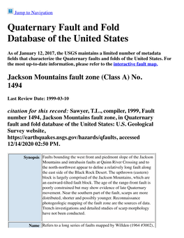 Quaternary Fault and Fold Database of the United States