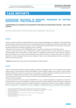 Case Reports Ultrasound Relevance in Prenatal Diagnosis of Vacterl