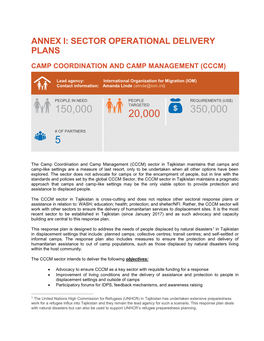 Annex I: Sector Operational Delivery Plans