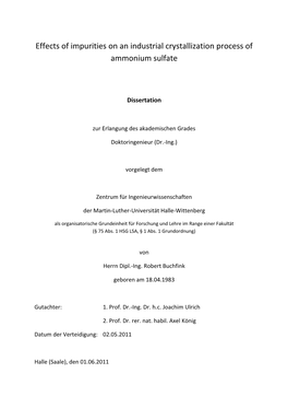 Effects of Impurities on an Industrial Crystallization Process of Ammonium Sulfate